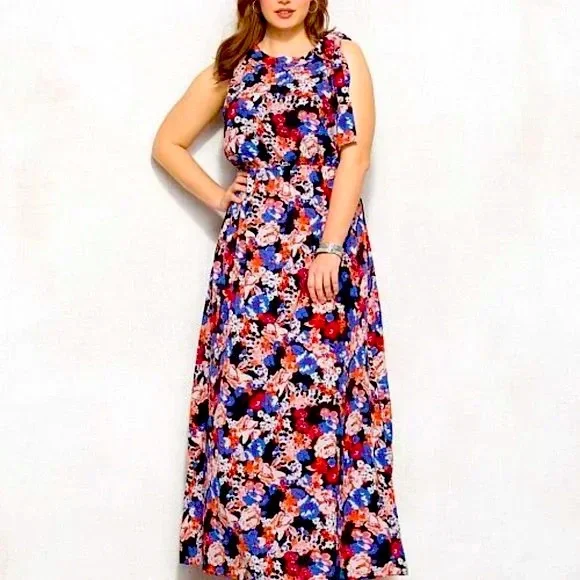chinese dress ladies Entro Cream Floral Buttoned Sleeveless Maxi Dress